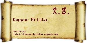 Kopper Britta névjegykártya